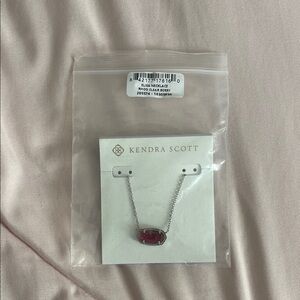 Kendra Scott Necklace with Clear Berry Red Stone and Silver Setting